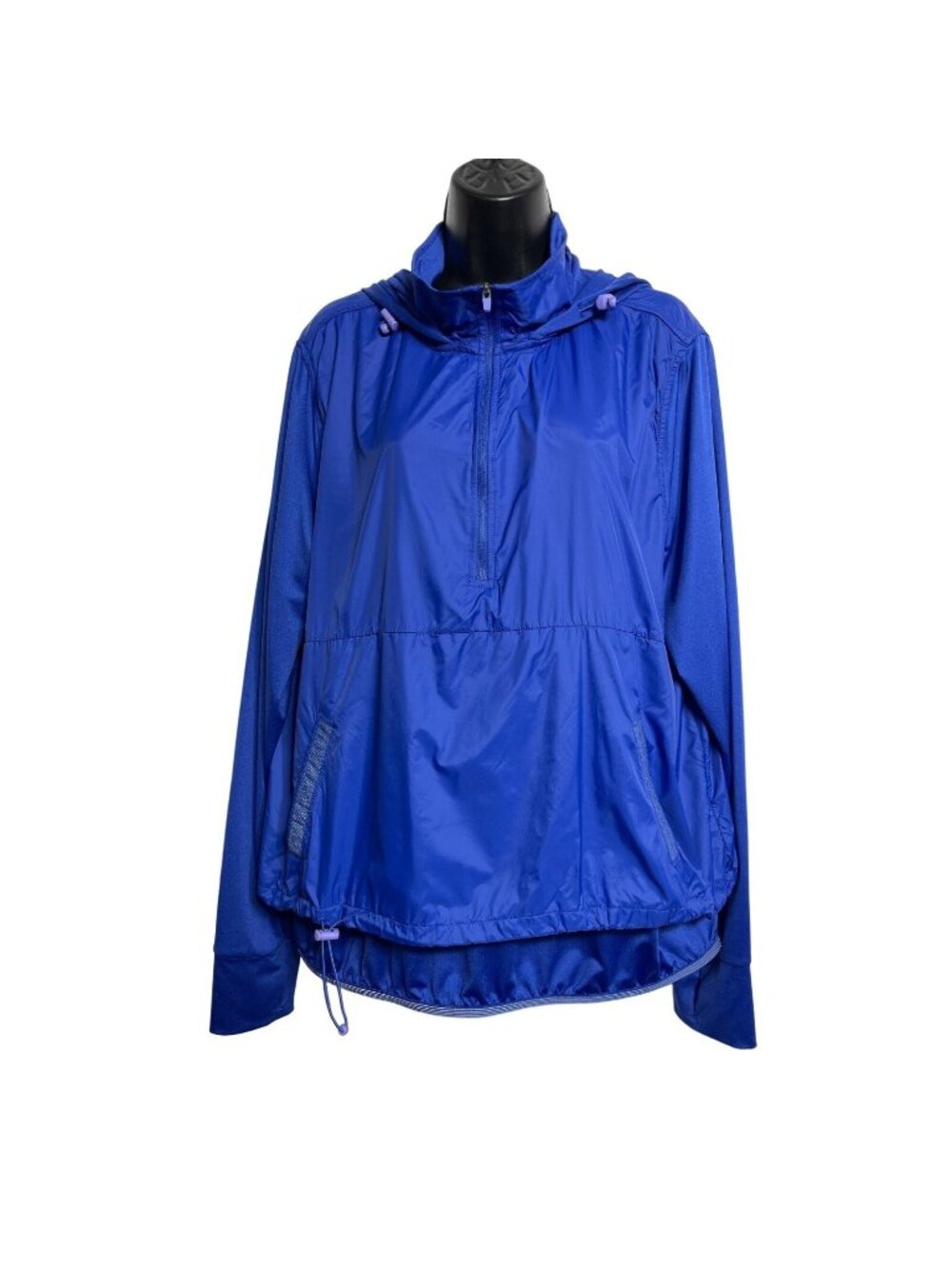 Avia Lightweight Windbreaker Hoodie Jacket 1/2 Zip Pullover Lined Thumb Hole XXL